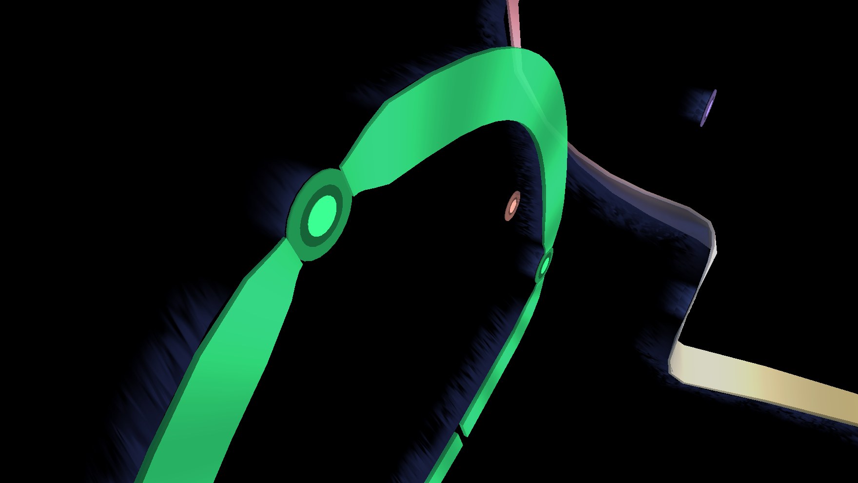 A ribbon loop with its fog, close up.